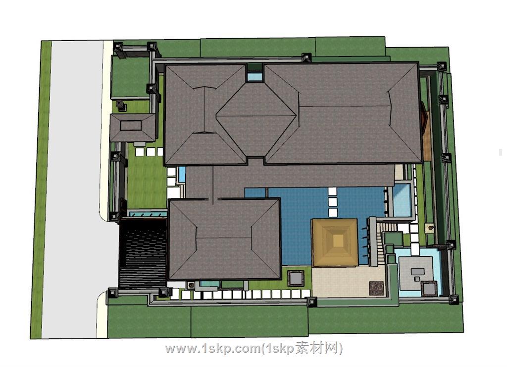日式别墅SU模型 3