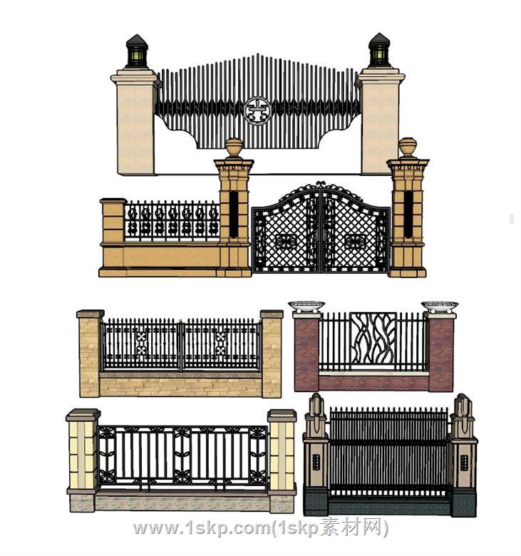 围墙栏杆SU模型 1