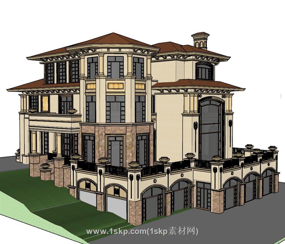 欧式别墅SU模型 3