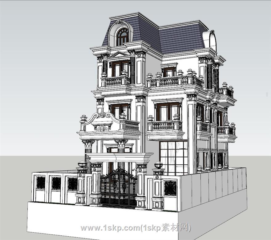 欧式别墅SU模型 2