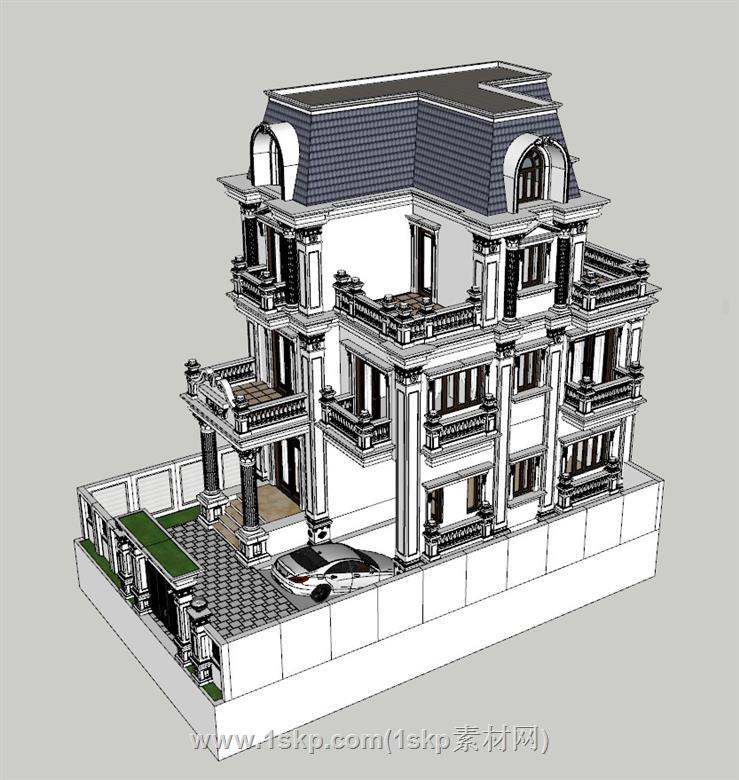 欧式别墅SU模型 3