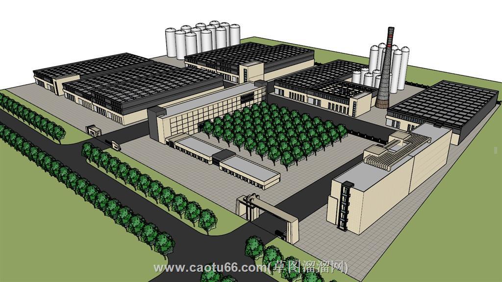 厂区厂房SU模型 1