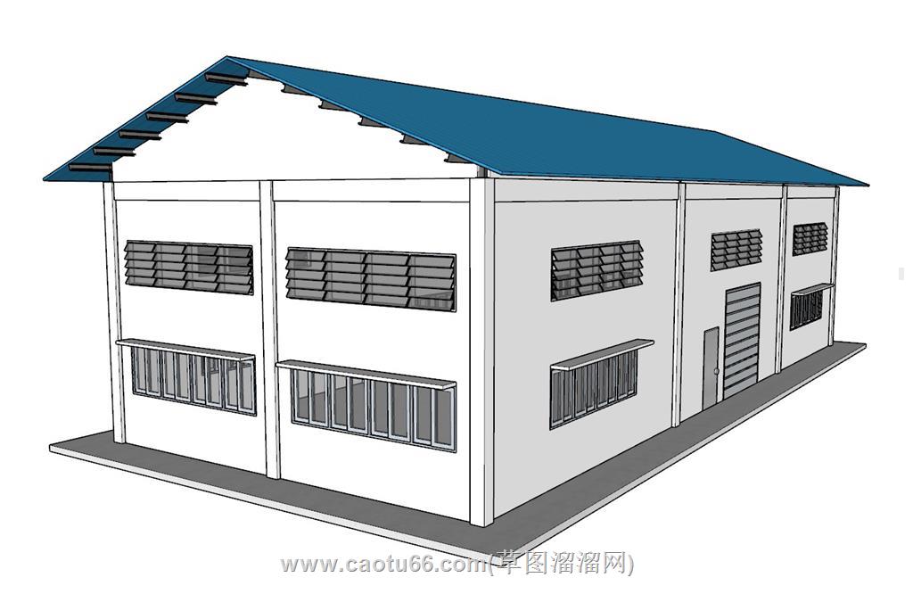 仓房工厂SU模型 1