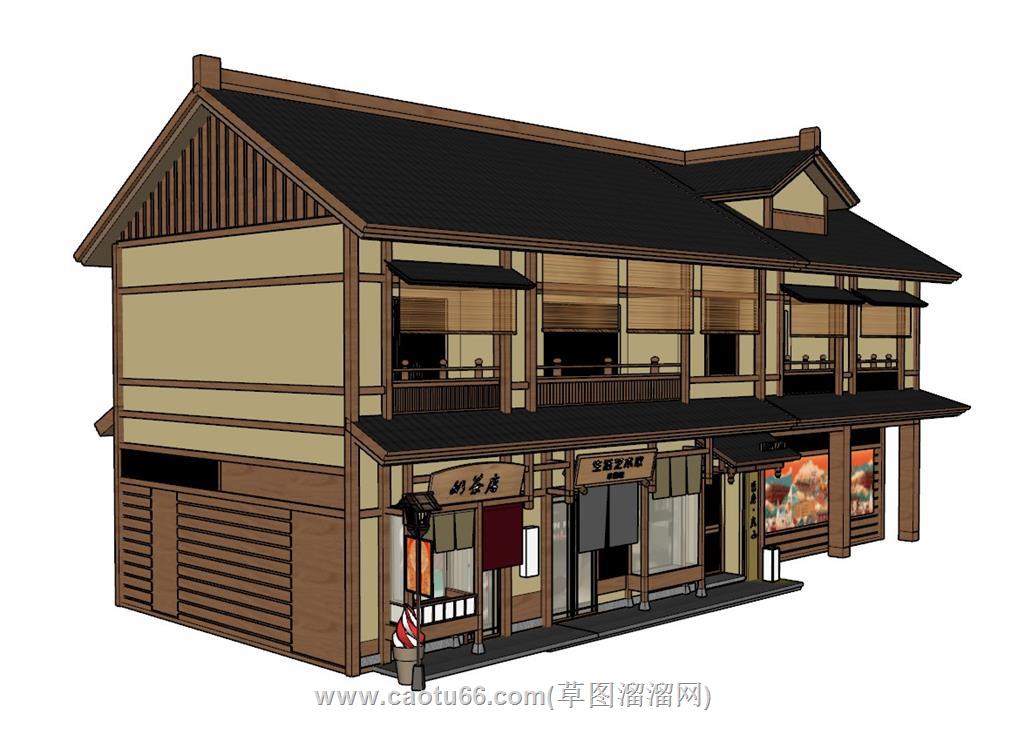 日式建筑店铺SU模型 2