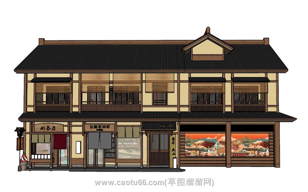 日式建筑店铺SU模型 1