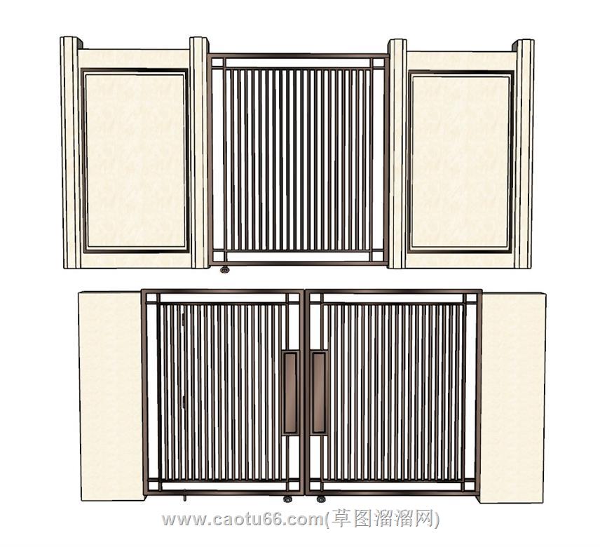 别墅门入户门SU模型 1