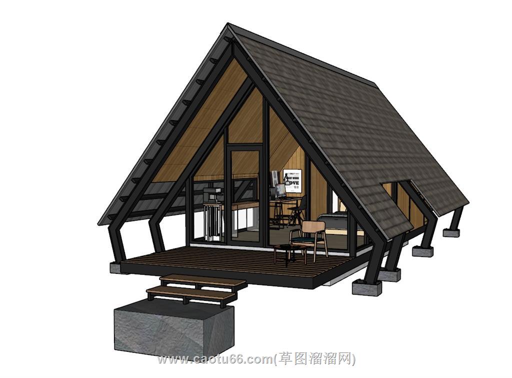 度假屋三角屋SU模型 1