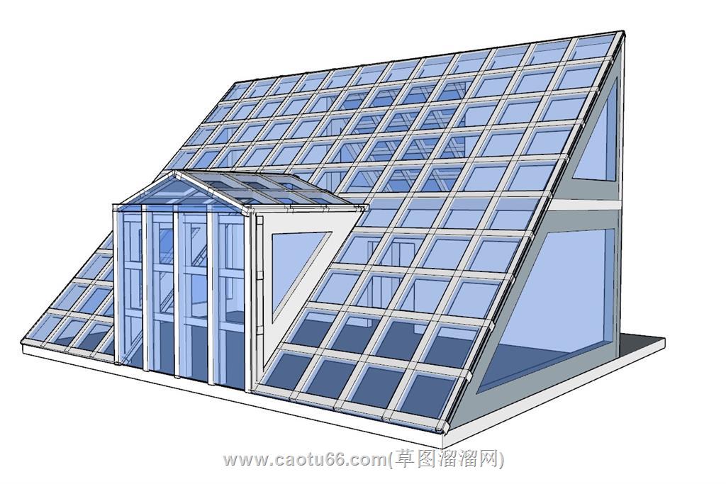 三角屋玻璃房阳光房SU模型 1