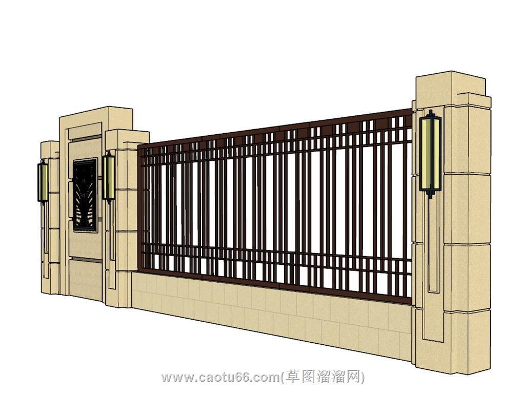 围墙围栏SU模型 1