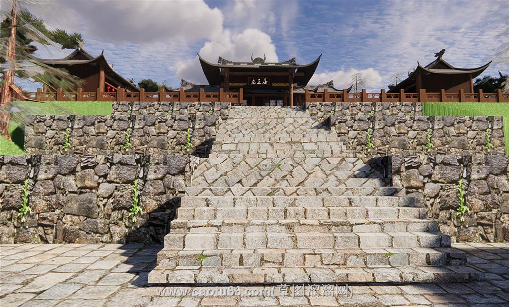 中式古建寺庙SU模型 2