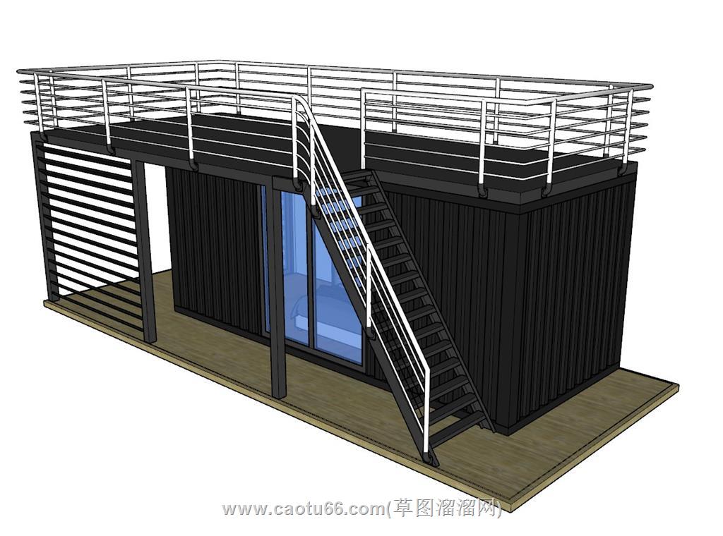 集装箱住宅小屋SU模型 1