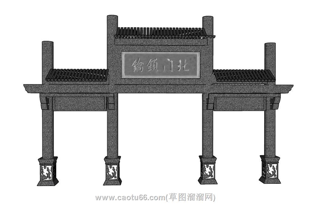 牌坊门楼SU模型 1