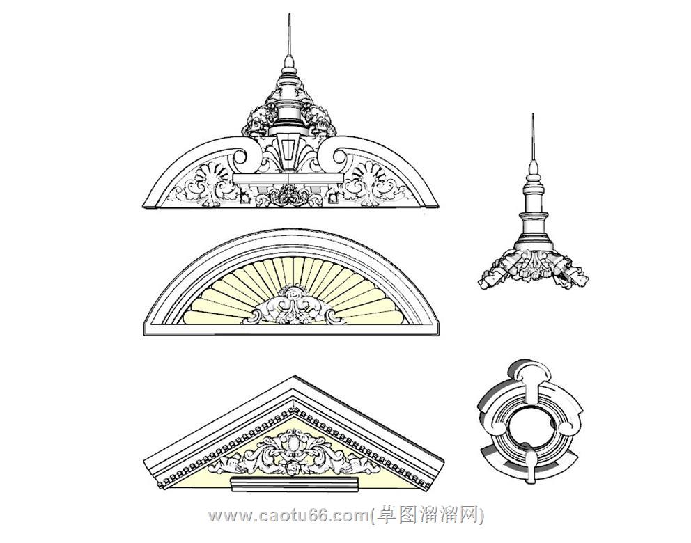 欧式雕花SU模型 1