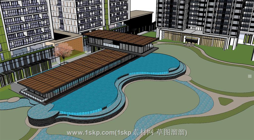 小区高层建筑SU模型 3