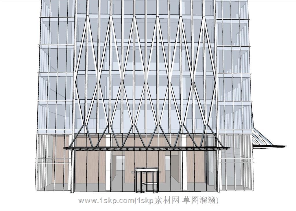 高层玻璃幕墙建筑SU模型 1