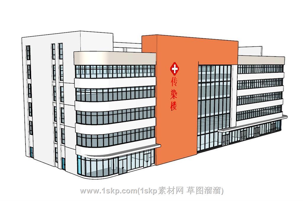 医院传染楼建筑SU模型 1