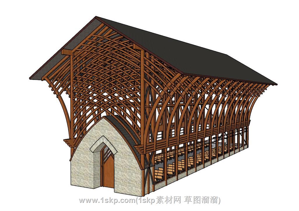 教堂建筑SU模型 1