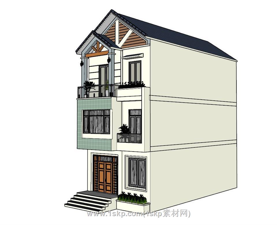 排屋住宅建筑SU模型 1