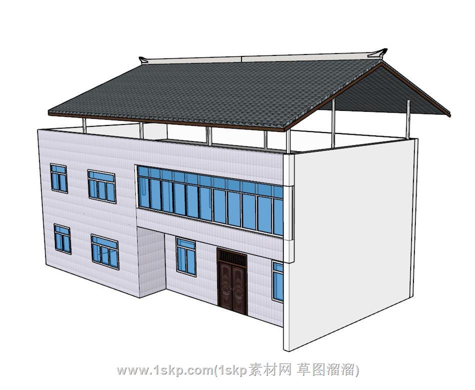 中式民居自建房SU模型 2