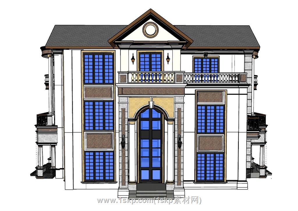 欧式独栋别墅SU模型 1