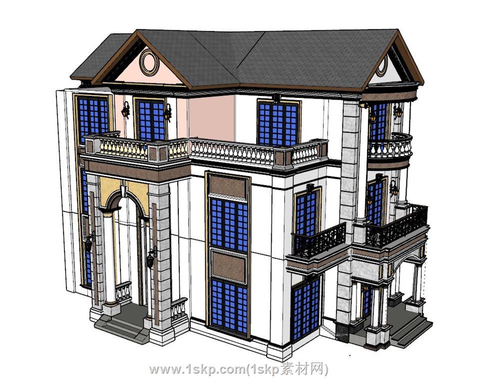 欧式独栋别墅SU模型 2