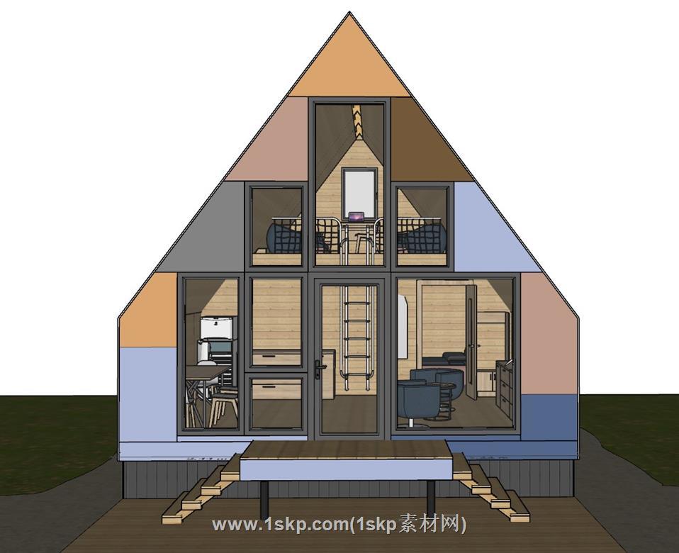 度假三角木屋SU模型 1