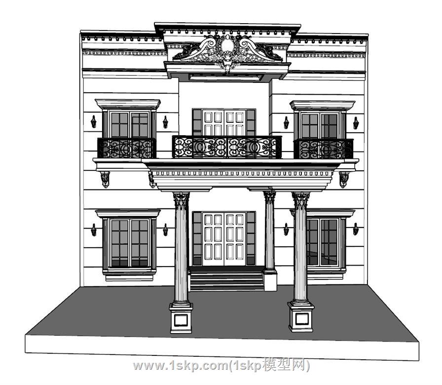 欧式别墅建筑SU模型 1