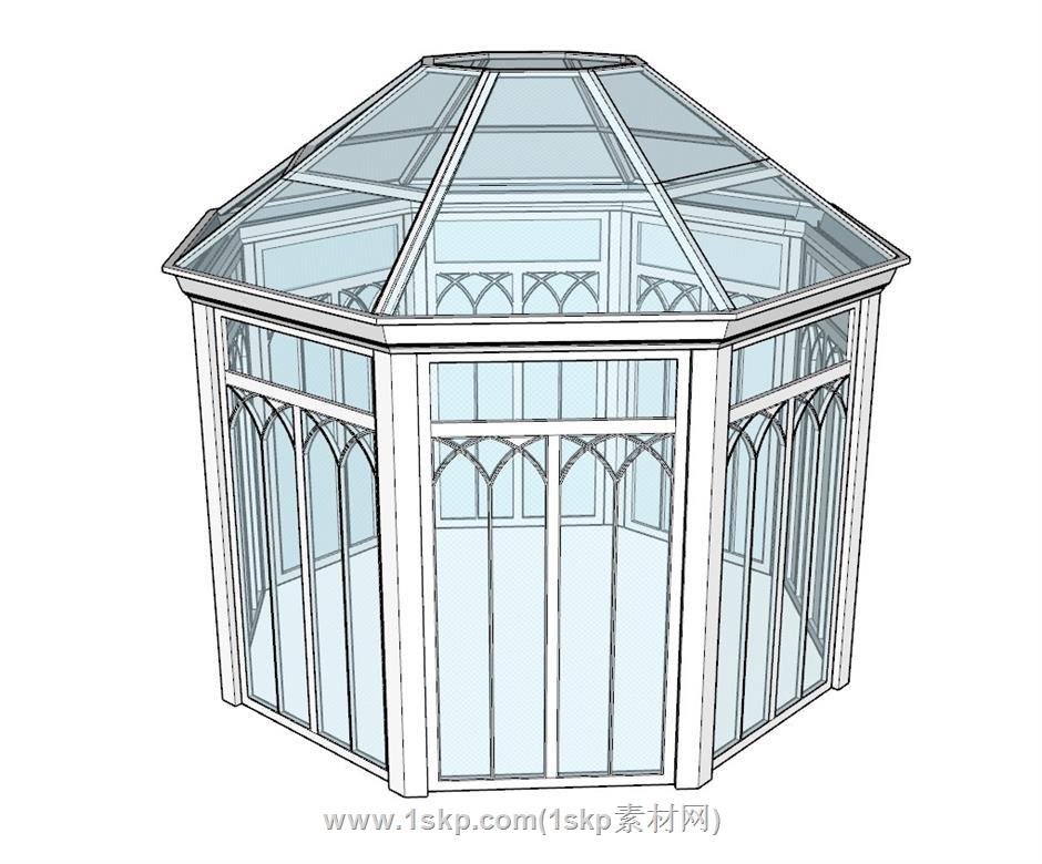 阳光房玻璃房SU模型 1