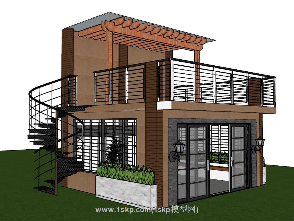 住宅外墙螺旋梯SU模型 2