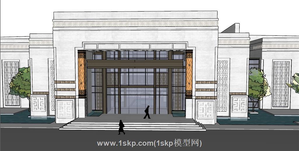 新中式售楼处建筑SU模型 2