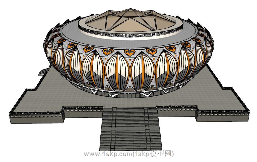 莲花造型体育馆SU模型 1