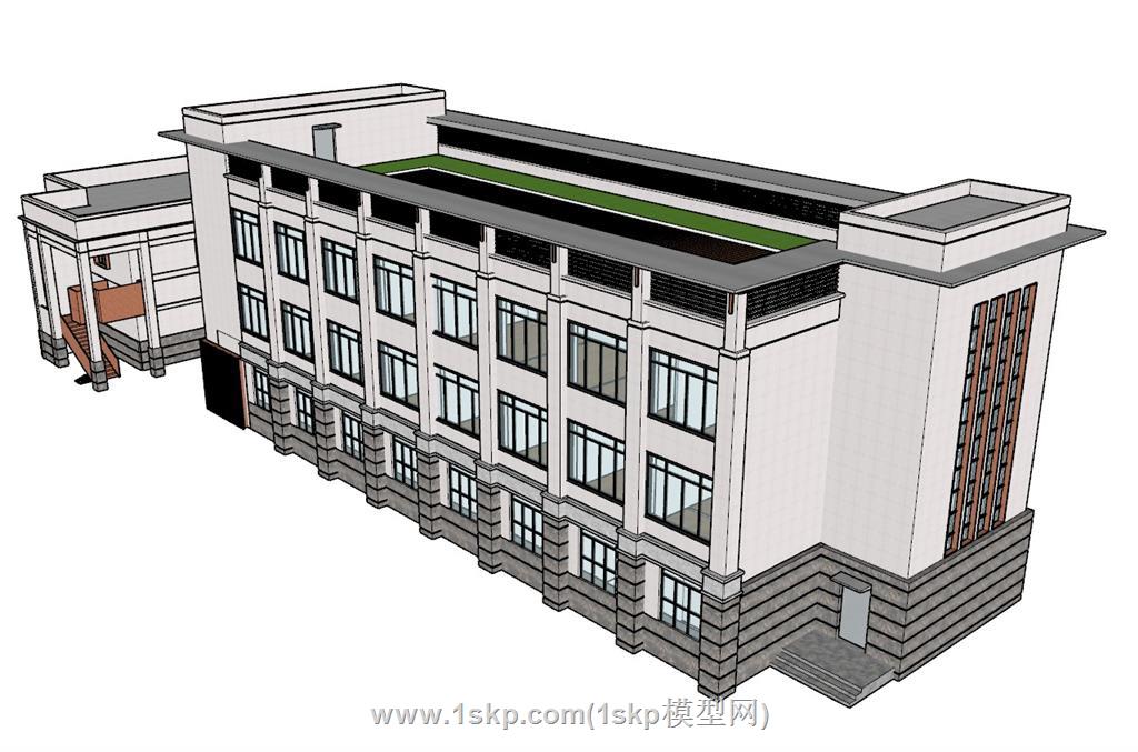 乡镇办公楼建筑SU模型 2