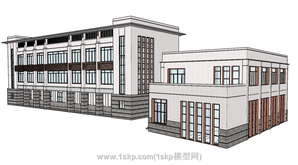 乡镇办公楼建筑SU模型 1