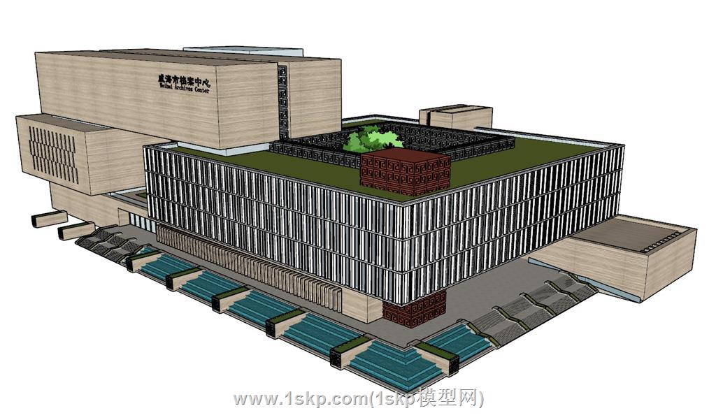 档案楼建筑办公楼SU模型 1