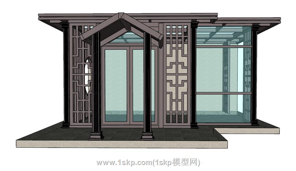 阳光房玻璃房SU模型 1