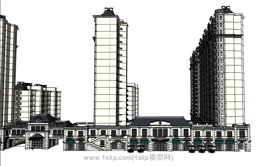 小区高层建筑SU模型 2