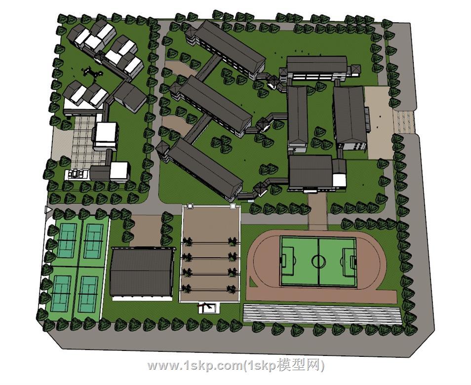 小学学校校园SU模型 1