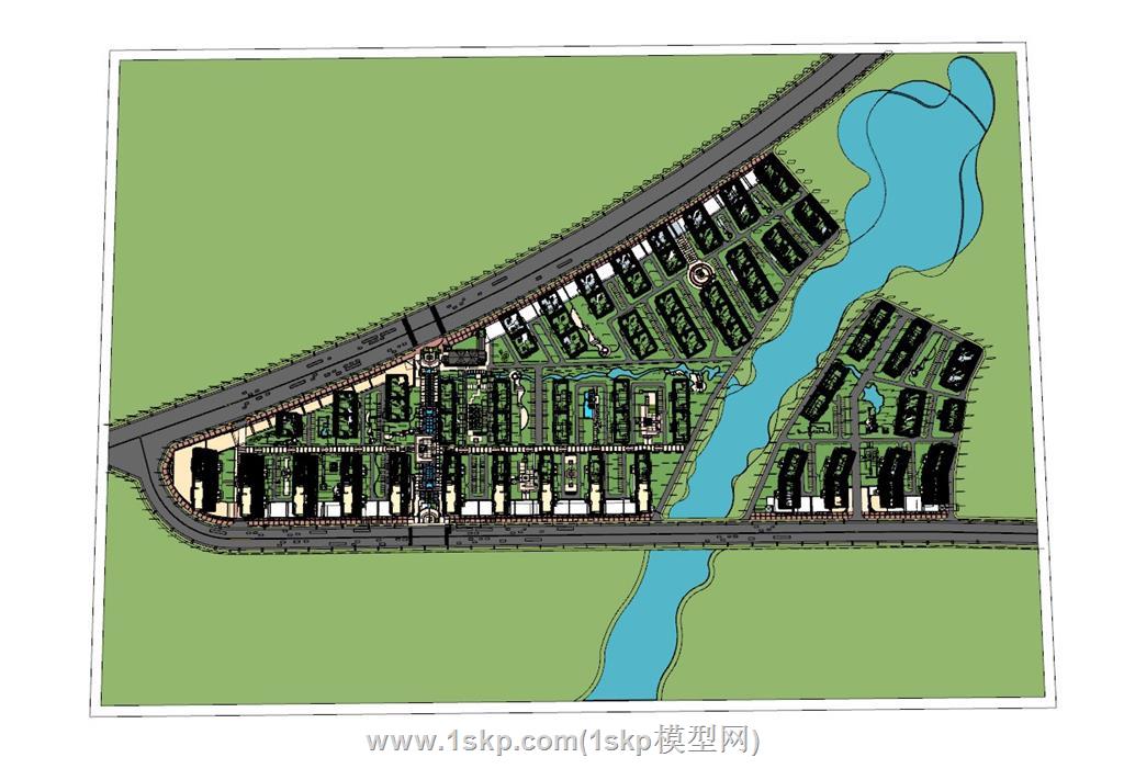 小区住宅建筑SU模型 1