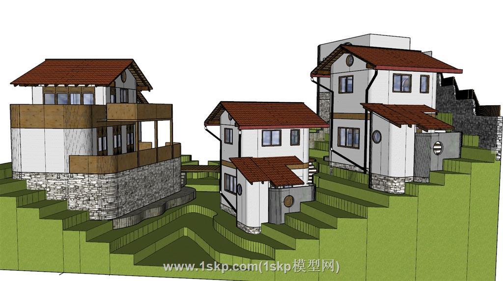 托斯卡纳山地别墅SU模型 1