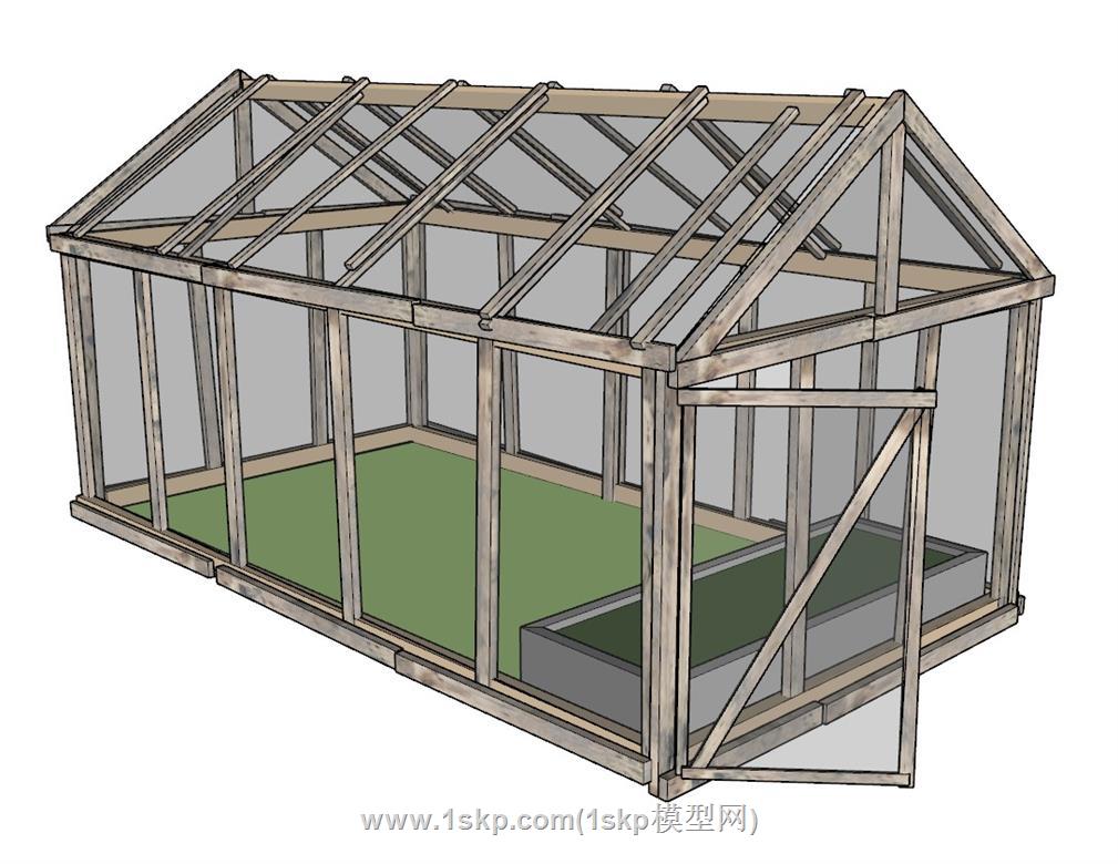 玻璃房阳光房大棚SU模型 1