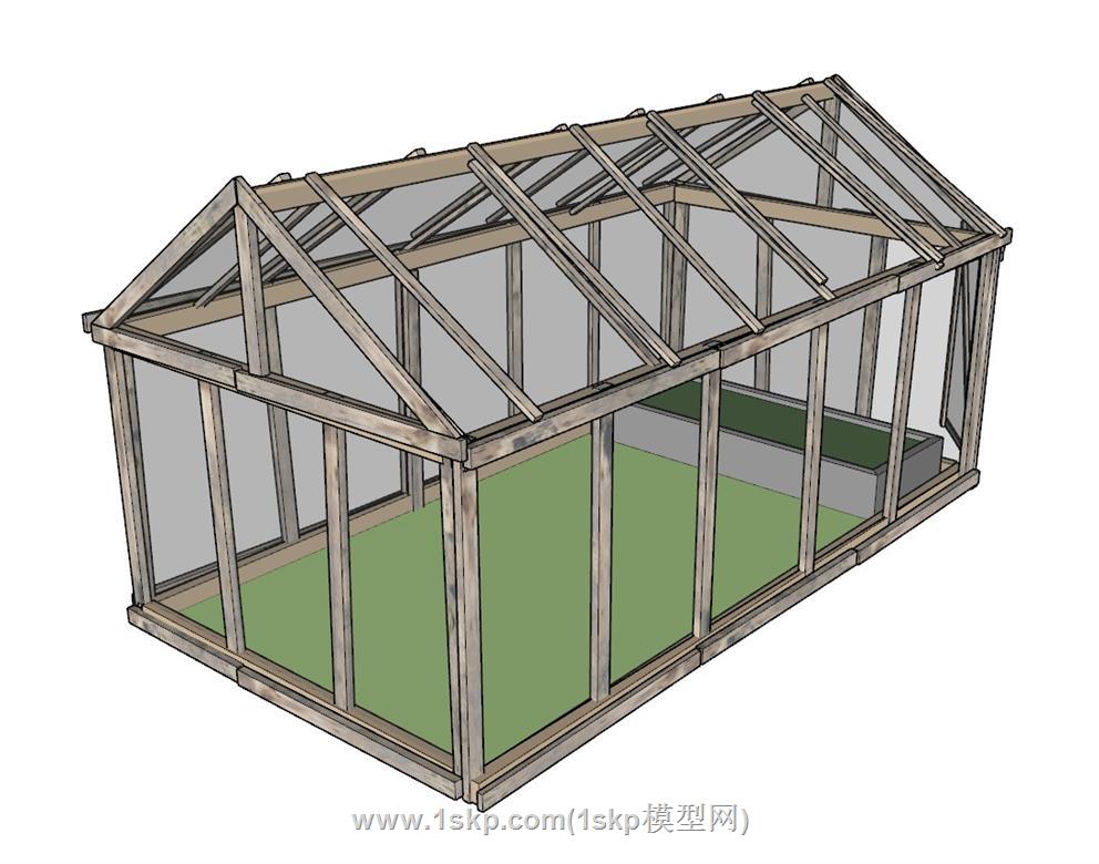 玻璃房阳光房大棚SU模型 2