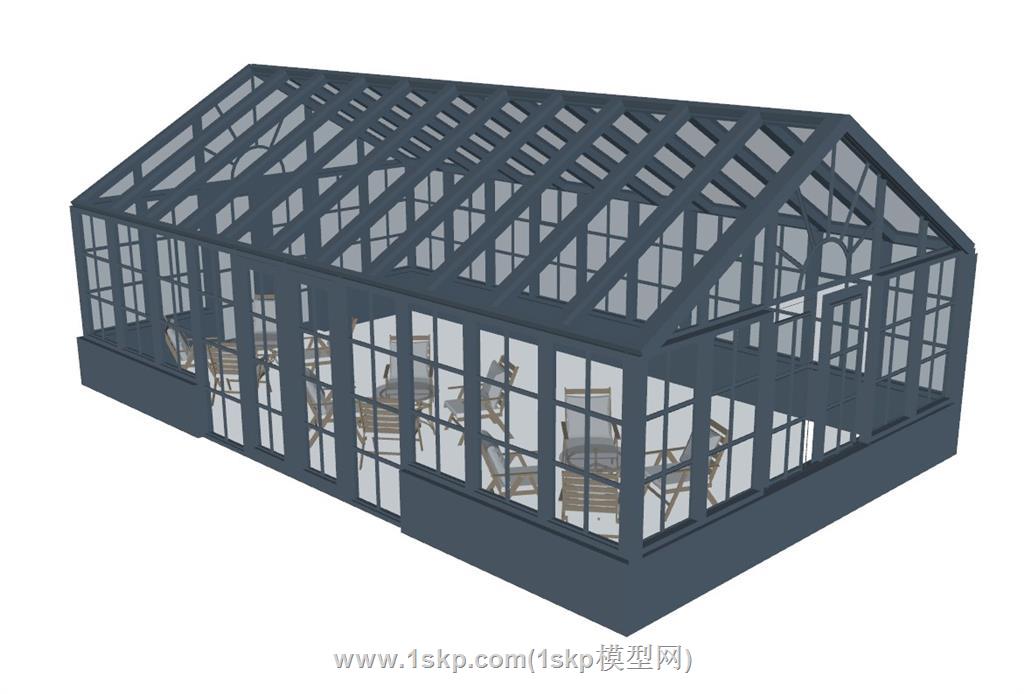 阳光房玻璃房SU模型 1