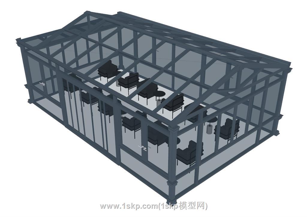 玻璃大棚阳光房SU模型 1