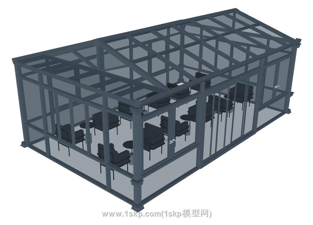 玻璃大棚阳光房SU模型 2