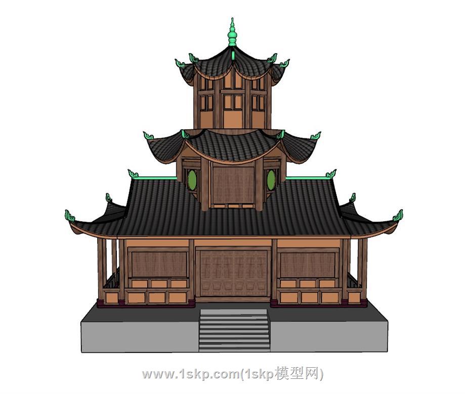 寺庙建筑SU模型 1