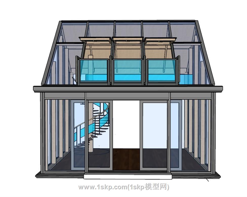 阳光房玻璃房SU模型 1