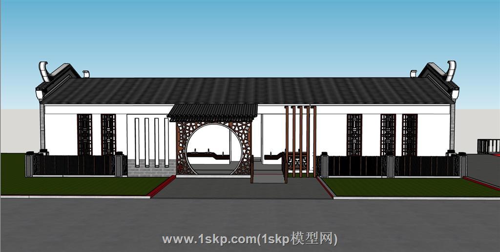 中式公厕厕所SU模型 1