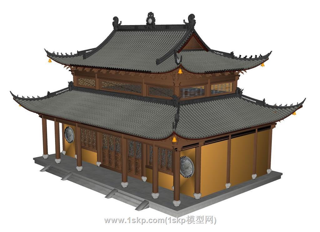 古建寺庙SU模型 2