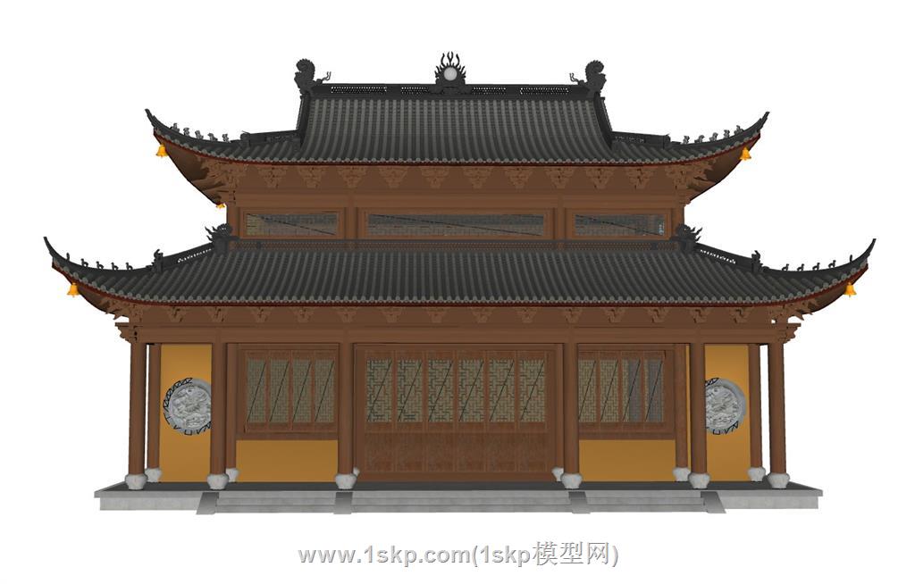 古建寺庙SU模型 1