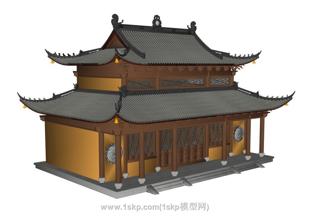 古建寺庙SU模型 3